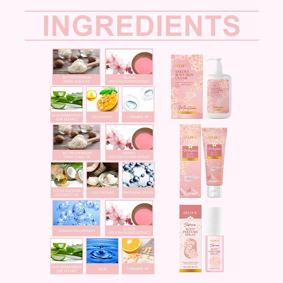EELHOE Cherry Blossom Body Care: Daily Moisture + Fresh Fragrance - Image 5