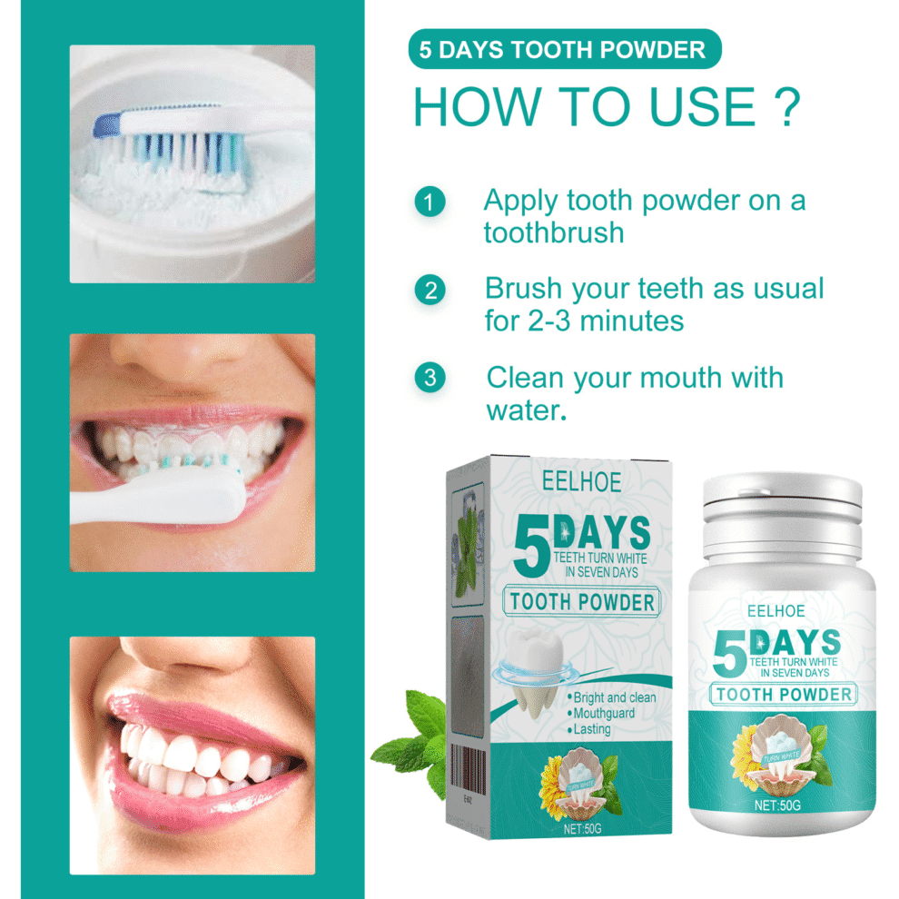 EELHOE Daily Care Natural Tooth Powder - Fresh Breath, Bright Smile - Image 4
