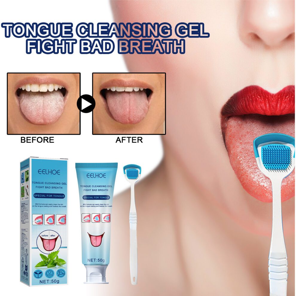 EELHOE Minty Tongue Care Gel - Daily Freshness with Brush - Image 2