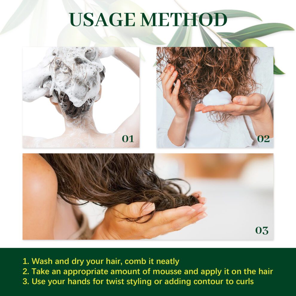 EELHOE Olive Oil Hair Mousse - Gentle Daily Care for Silky Curls - Image 6