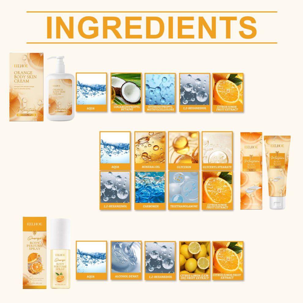 EELHOE Orange Daily Care Body Set - Natural Extracts, Gentle Nourish & Fragrance - Image 5
