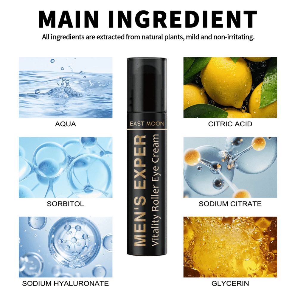 East Moon Men's Hydrating Eye Roller – Gentle Natural Daily Care for Fresh Eyes - Image 5