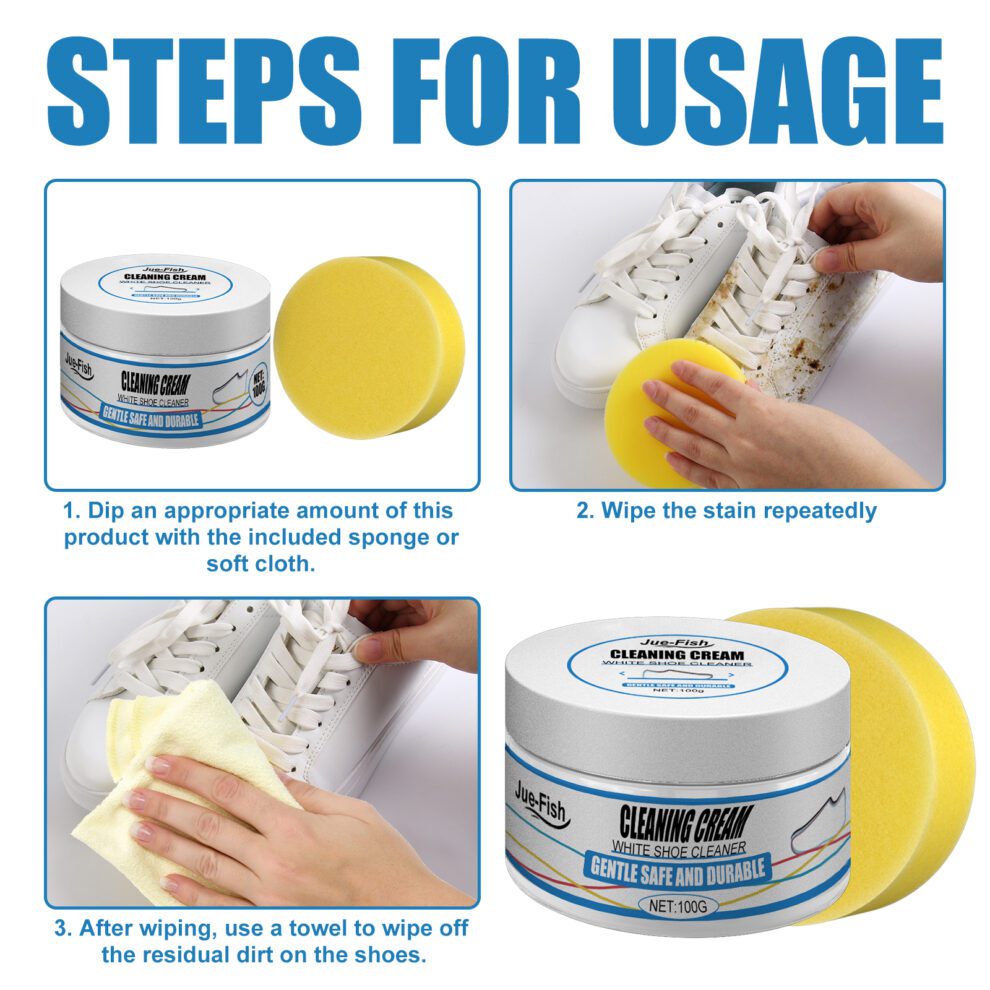 Jue-Fish White Shoes Daily Care Cream - Gentle & Fresh Cleaner - Image 5