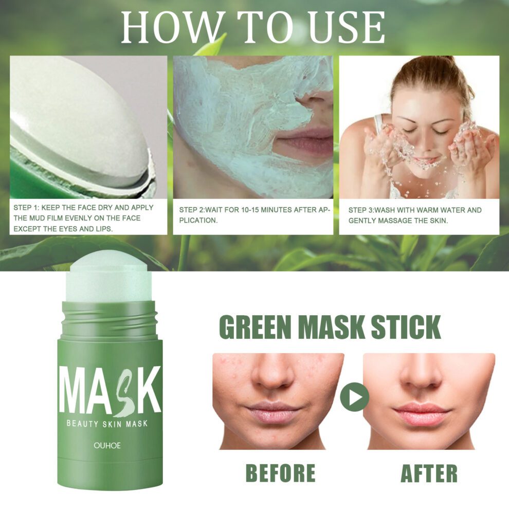 OUHOE Green Tea Mask Stick - Natural Daily Care for Soft, Shiny Skin - Image 6