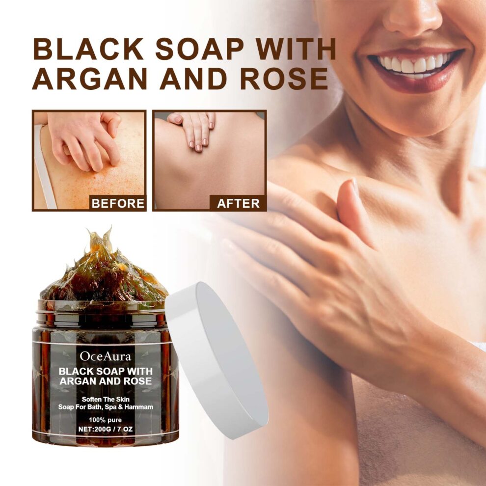 OceAura Argan Rose Black Soap - Gentle Daily Care, Soft & Nourishing - Image 2