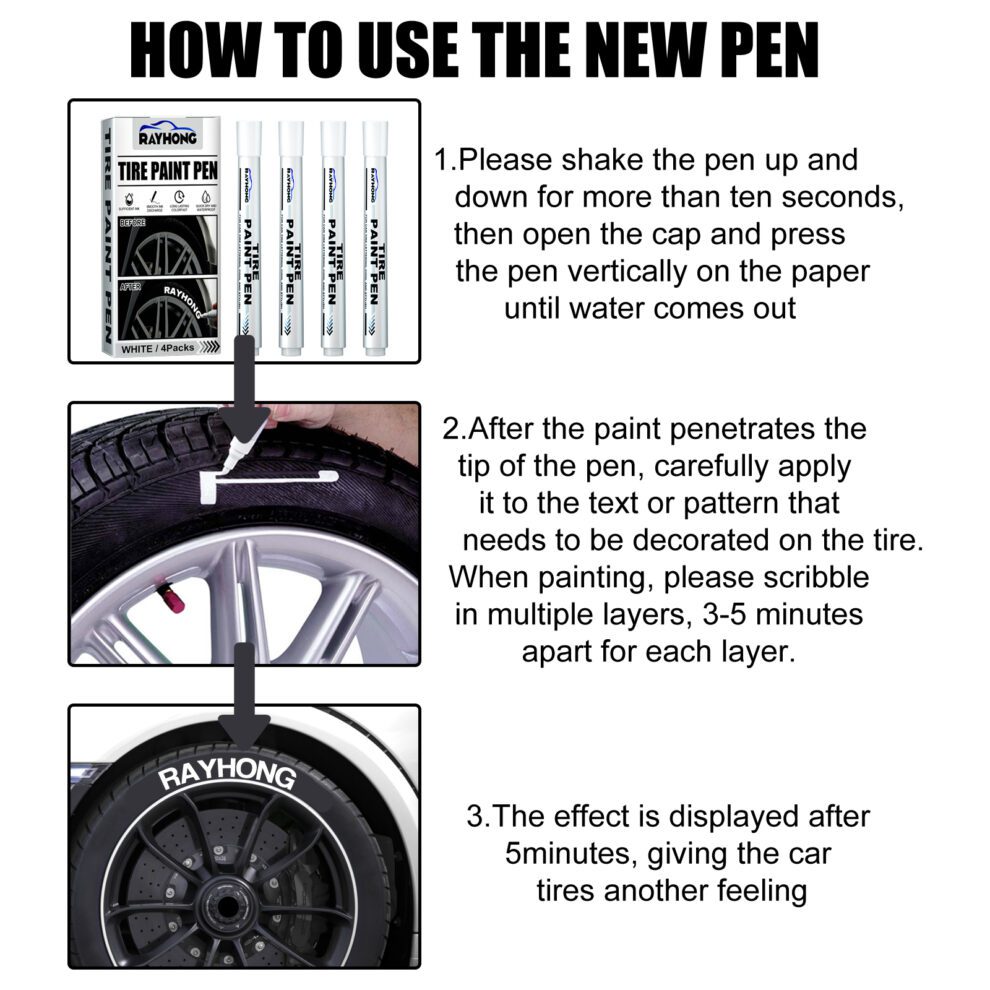 Rayhong Car Tire Paint Pen - Vibrant Daily Care Decor for Tires - Image 5